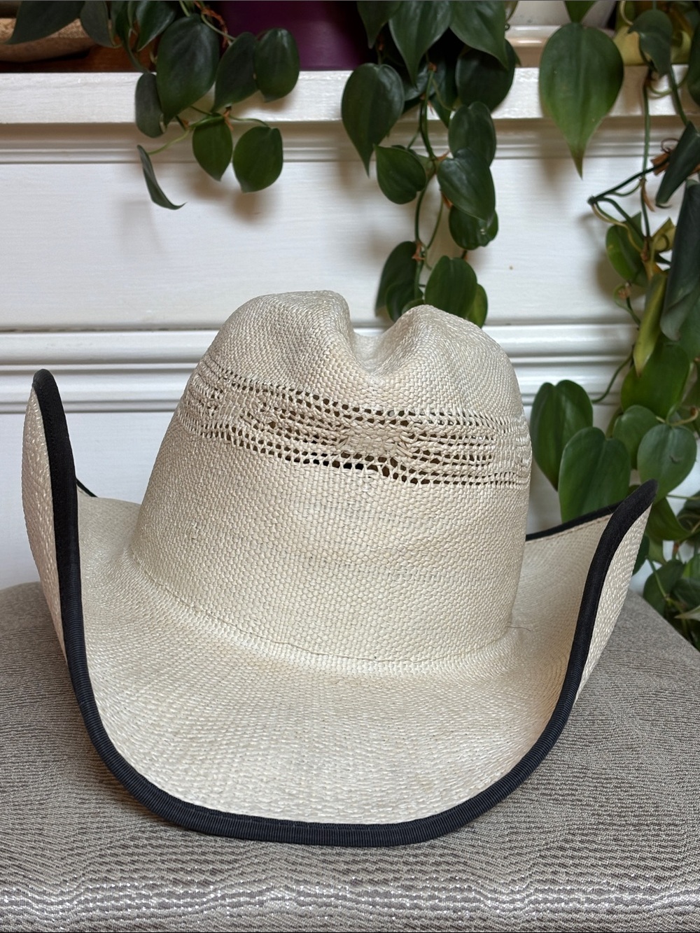 Rodeo Rough Woven Cowboy Hat Cream w/ Black Trim by Bailey